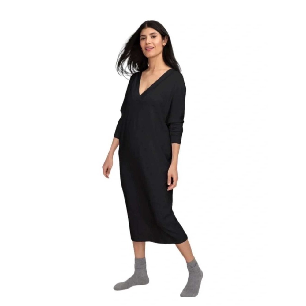 HATCH Maternity The Visitor Midi Dress Tencel Blend V-Neck Shift Size P